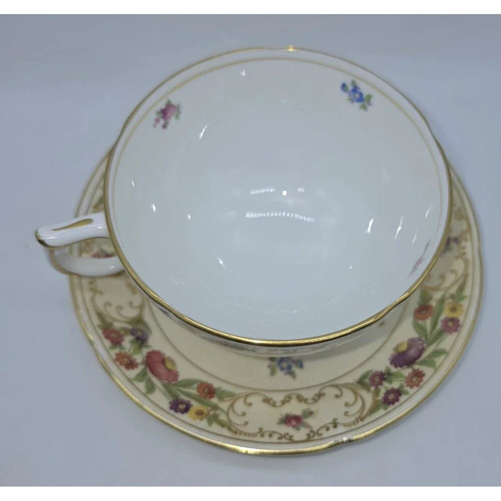 Hammersley Dresden Sprays Bone China Teacup Saucer Set Floral Gold Rim England